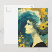 Hersen golven en bloemen collage briefkaart (Voorkant / Achterkant)