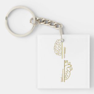 Hersen vs Hart Minimalistische Lijnkunst Sleutelhanger