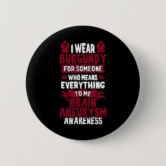Hersenaneurysma Awareness - Bourgogne Lint Ronde Button 5,7 Cm (Voorkant)