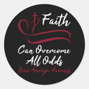 Hersenaneurysma Awareness Bourgondisch lint Christ Ronde Sticker