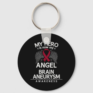 Hersenaneurysma Awareness Gift Bourgogne Lint Sleutelhanger