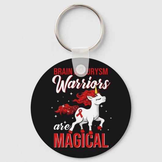 Hersenaneurysma Awareness Warrior Fun Eenhoorn Sleutelhanger (Voorkant)