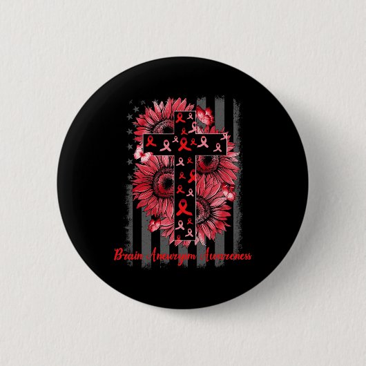 Hersenaneurysma Awareness Zonnebloem Warrior Onder Ronde Button 5,7 Cm (Voorkant)
