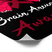 Hersenaneurysma bewustzijn vlinder bordeaux lint poster (Hoek)