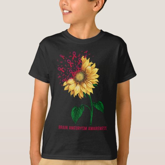 Hersenaneurysma bewustzijn zonnebloem t-shirt (Voorkant)