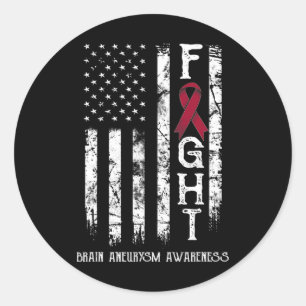 Hersenaneurysma Krijger Amerikaanse Vlag Ronde Sticker