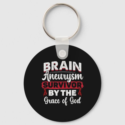 Hersenaneurysma overlevende door de genade van God Sleutelhanger (Voorkant)