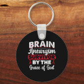 Hersenaneurysma overlevende door de genade van God Sleutelhanger (Voorkant)