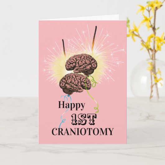 Hersenballonnen sparklers craniotomie viering kaart (Gele Bloem)