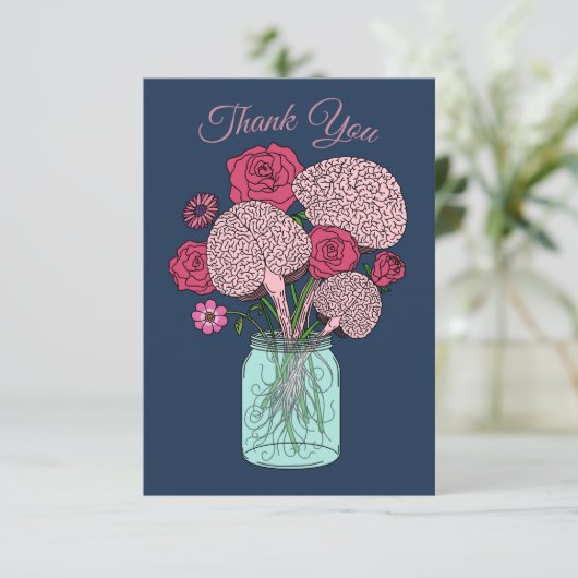 Hersenbloemboeket Bedankkaart (Staand voorkant)