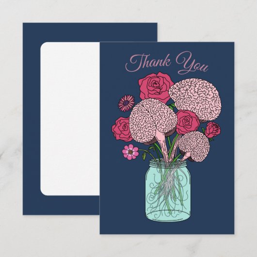 Hersenbloemboeket Bedankkaart (Voorkant / Achterkant)