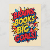 Hersenboeken en grote doelen - Leuke Back-to-Schoo Briefkaart (Voorkant)