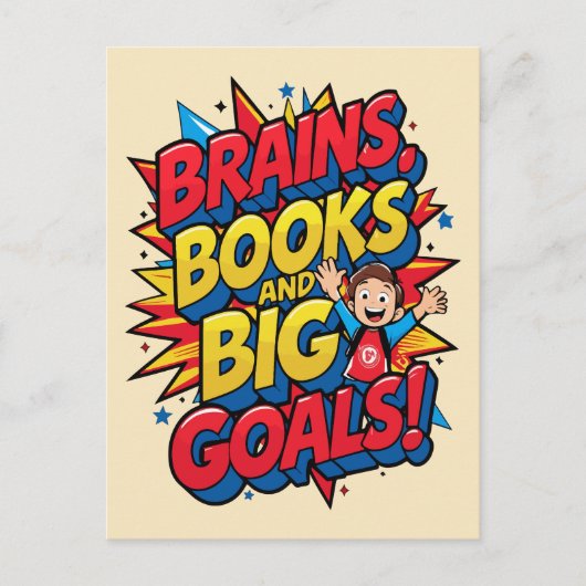 Hersenboeken en grote doelen - Leuke Back-to-Schoo Briefkaart (Voorkant)