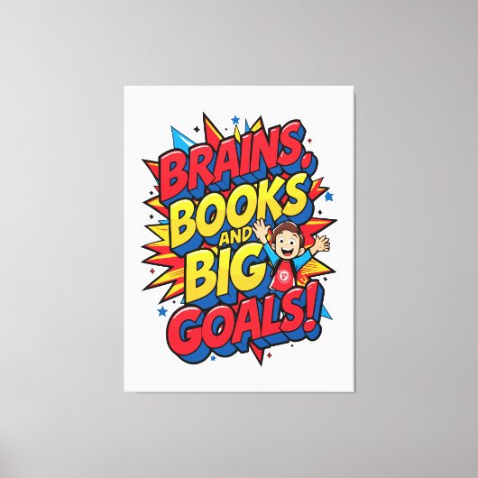 Hersenboeken en grote doelen - Leuke Back-to-Schoo Canvas Afdruk (Voorkant)