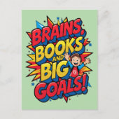 Hersenboeken en grote doelen - Leuke Back-to-Schoo Feestdagenkaart (Voorkant)