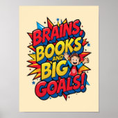 Hersenboeken en grote doelen - Leuke Back-to-Schoo Poster (Voorkant)