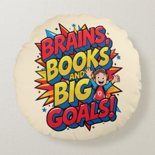 Hersenboeken en grote doelen - Leuke Back-to-Schoo Rond Kussen