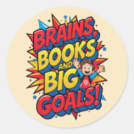 Hersenboeken en grote doelen - Leuke Back-to-Schoo Ronde Sticker