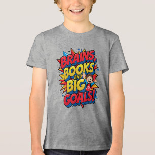 Hersenboeken en grote doelen - Leuke Back-to-Schoo Tri-Blend Shirt