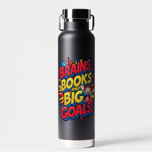 Hersenboeken en grote doelen - Leuke Back-to-Schoo Waterfles (Voorkant)
