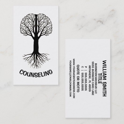 Hersenboom met wortels visitekaartje (Voorkant / Achterkant)