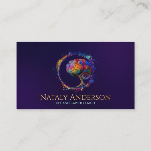 Hersenboom van het leven - Kleurrijk Bladerwerk Visitekaartje (Voorkant)