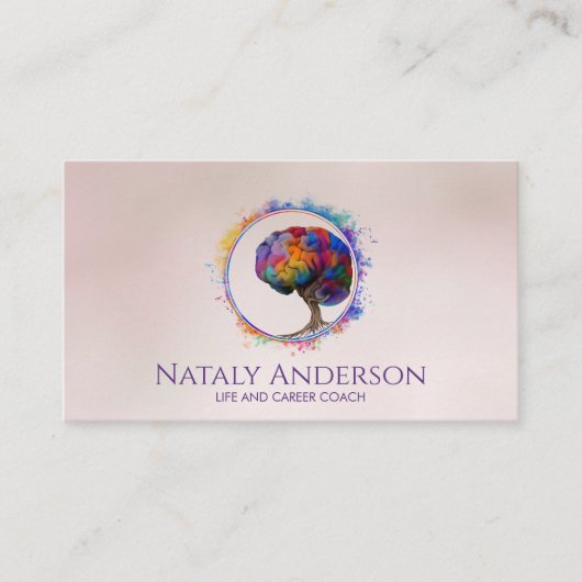 Hersenboom van het leven - Kleurrijk Bladerwerk Visitekaartje (Voorkant)