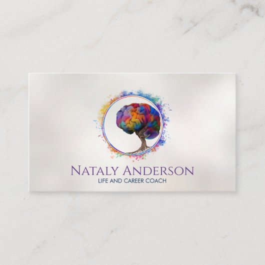 Hersenboom van het leven - Kleurrijk Bladerwerk Visitekaartje (Voorkant)