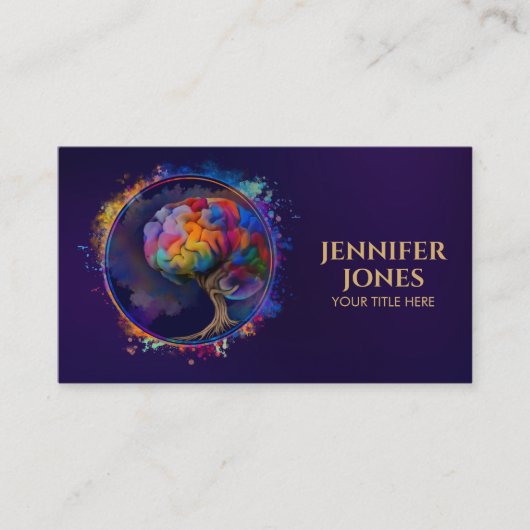 Hersenboom van het leven - Kleurrijk Bladerwerk Visitekaartje (Voorkant)