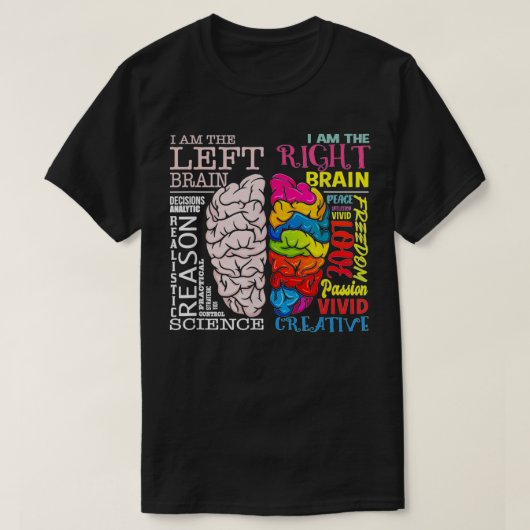 hersendelen links en rechts hersenneurowetenschap t-shirt (Design voorkant)