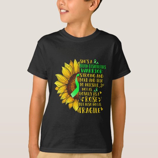 Hersenen invaliditeit krijger zonnebloem beperking t-shirt (Voorkant)
