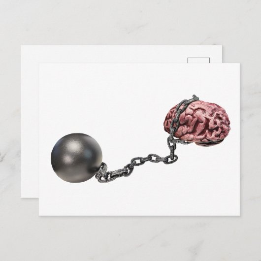 Hersenen met bal en ketting briefkaart (Voorkant / Achterkant)