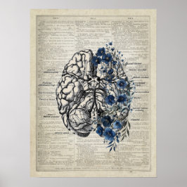 Hersenen met bloemen Neuroscience Thema ontwerp Poster