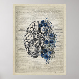 Hersenen met bloemen Neuroscience Thema ontwerp Poster