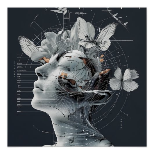 Hersenen oog metamorfose perfect poster (Voorkant)