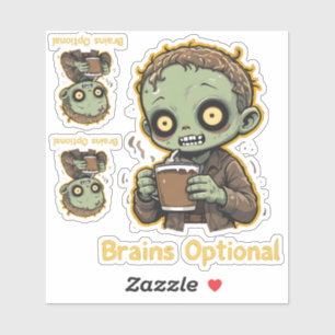 Hersenen Optionele Zombie Koffie Grappige Cute Ond Sticker