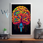 Hersenen psychedelische kunst poster