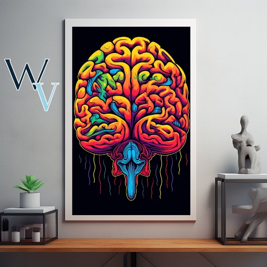 Hersenen psychedelische kunst poster