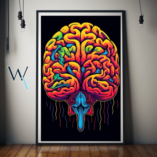 Hersenen psychedelische kunst poster