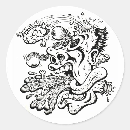 HERSENEN VAN BARF RONDE STICKER (Voorkant)