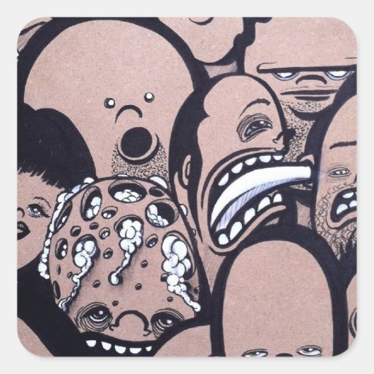 HERSENEN! VIERKANTE STICKER (Voorkant)