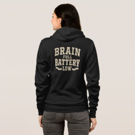 Hersenen Vol Batterij Laag Vintage Typografie Hoodie