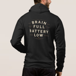 Hersenen Vol Batterij Laag Vintage Typografie Hoodie