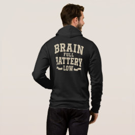 Hersenen Volle Batterij Laag Vintage Typografie Hoodie