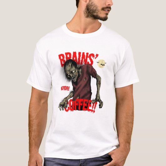 Hersenen voor koffie zombie t-shirt (Voorkant)