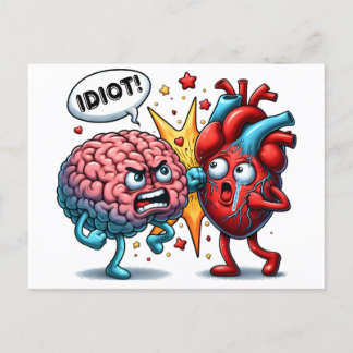 Hersenen vs hart grappige emoties briefkaart