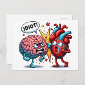 Hersenen vs hart grappige emoties briefkaart (Voorkant / Achterkant)