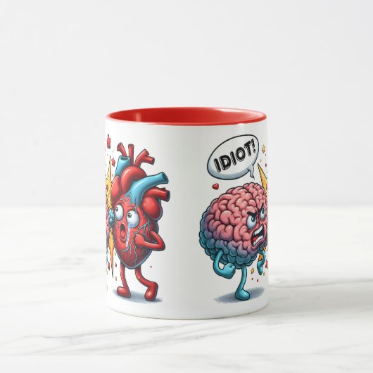 Hersenen vs hart grappige emoties mok (Midden)