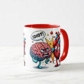 Hersenen vs hart grappige emoties mok (Voorkant rechts)