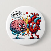 Hersenen vs hart grappige emoties ronde button 7,6 cm (Voorkant)